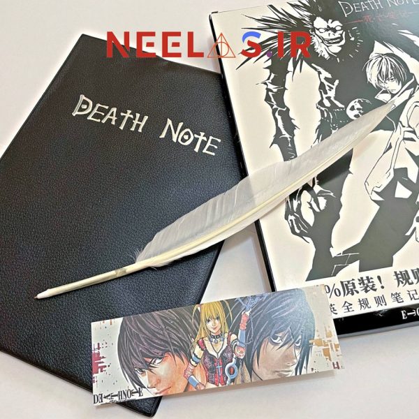 پک دفترچه مرگ انیمه Death Note جلد چرمی با جعبه، بوک مارک و خودکار پر