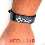 دستبند چرم پلاک استیل آلویز Always