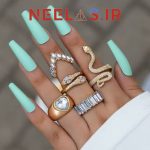 پک انگشتر 5 تایی طرح مار و قلب