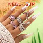 پک انگشتر 5 تایی طرح مار و قلب