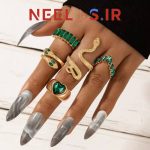 پک انگشتر 5 تایی طرح مار و قلب