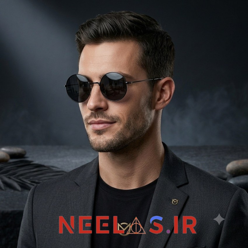 عینک آفتابی گرد فلزی مشکی